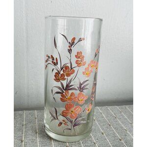 Glass Vase Apothecary No Lid Pasabahce Made in Turkey Pink Floral Pattern 9”